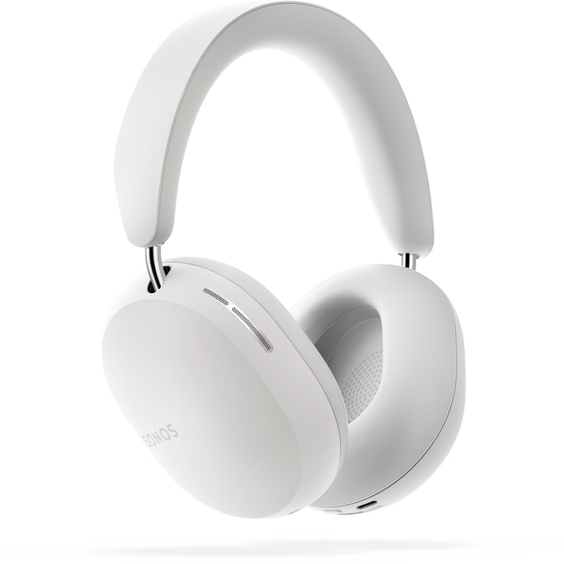 Sonos Ace white headphones folded flat for travel showing compact portable carry configuration
