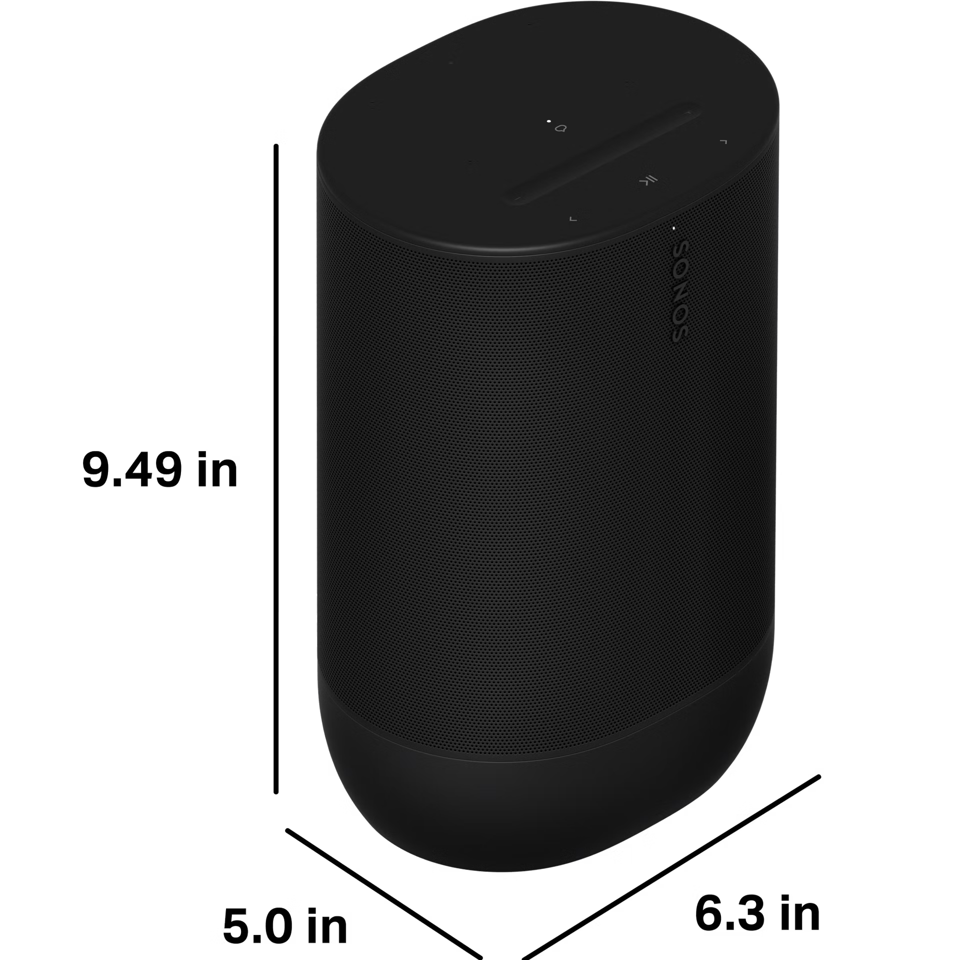 Sonos Move 2 Black held in hand showing its large-format portable smart speaker size