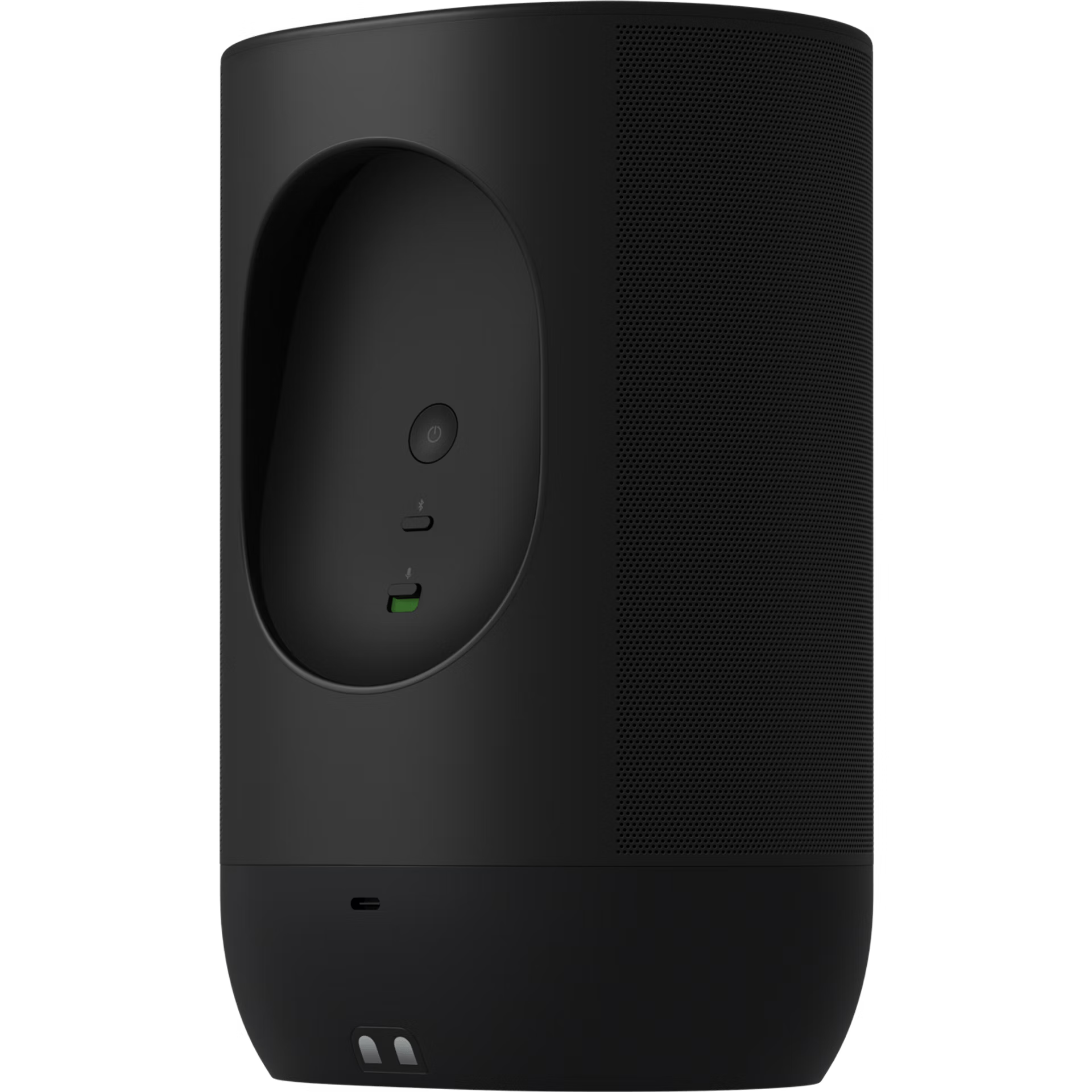 Sonos Move 2 Black rear panel with charging contacts, carry handle and pairing button