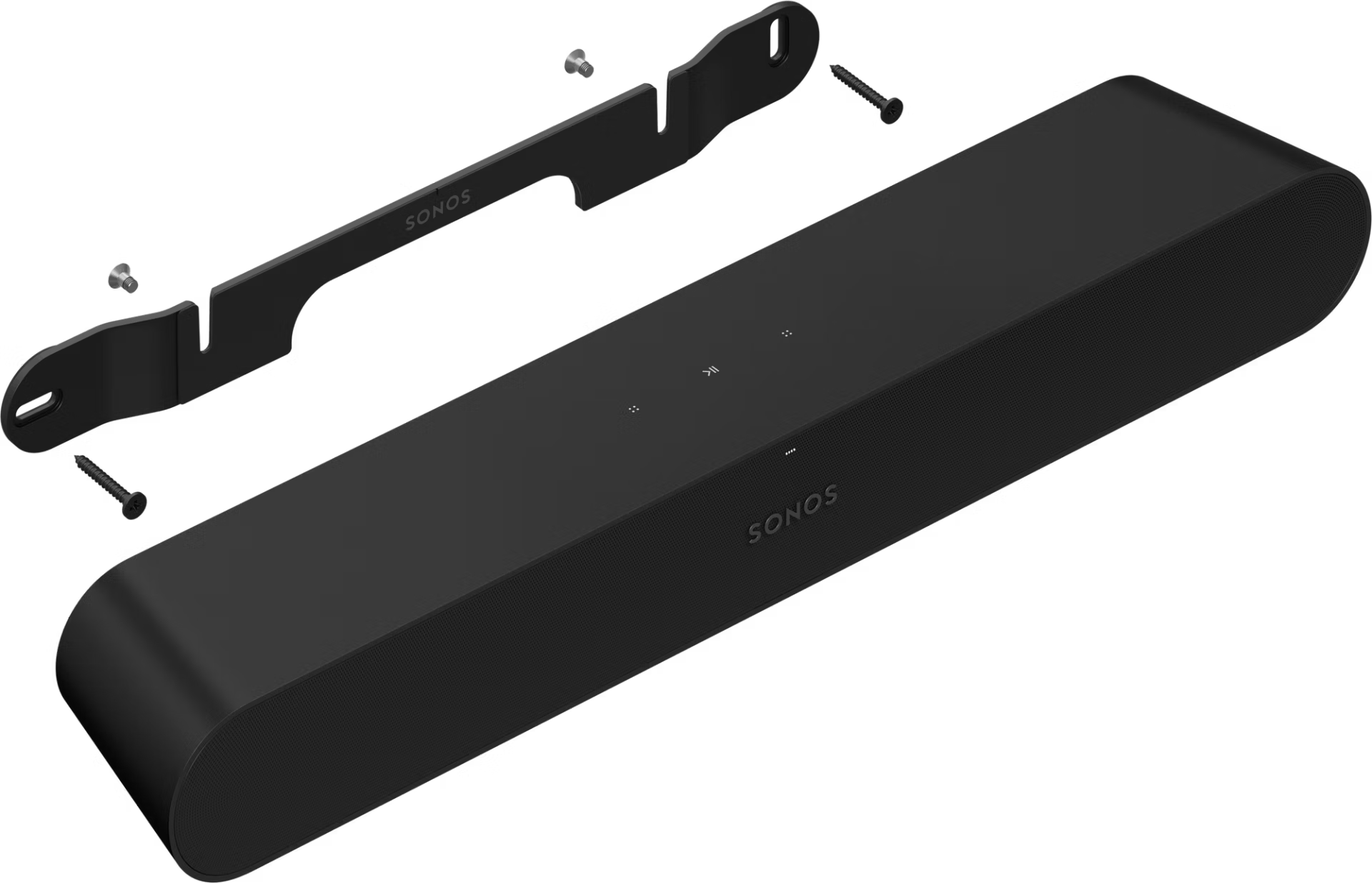 Sonos Ray black wall mount side profile — slim low-profile bracket for flush Sonos Ray soundbar placement