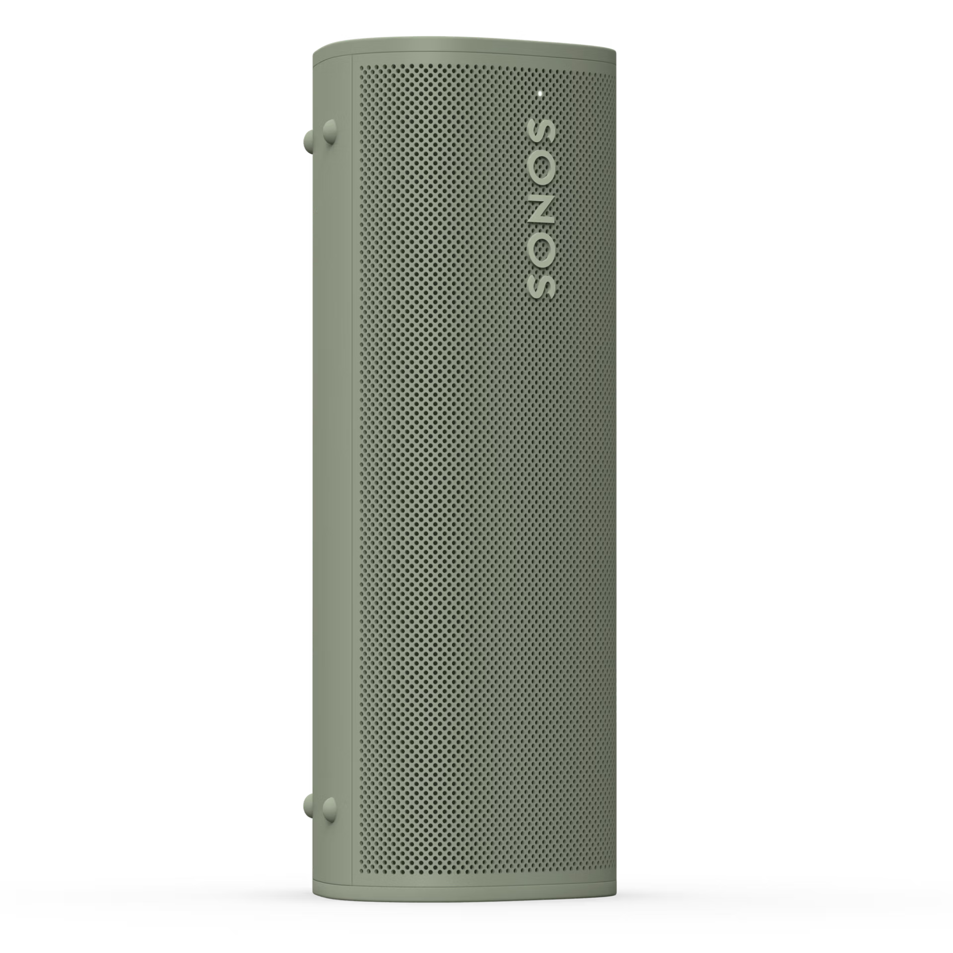 Close-up of Sonos Roam 2 Green woven grille texture highlighting nature-inspired color