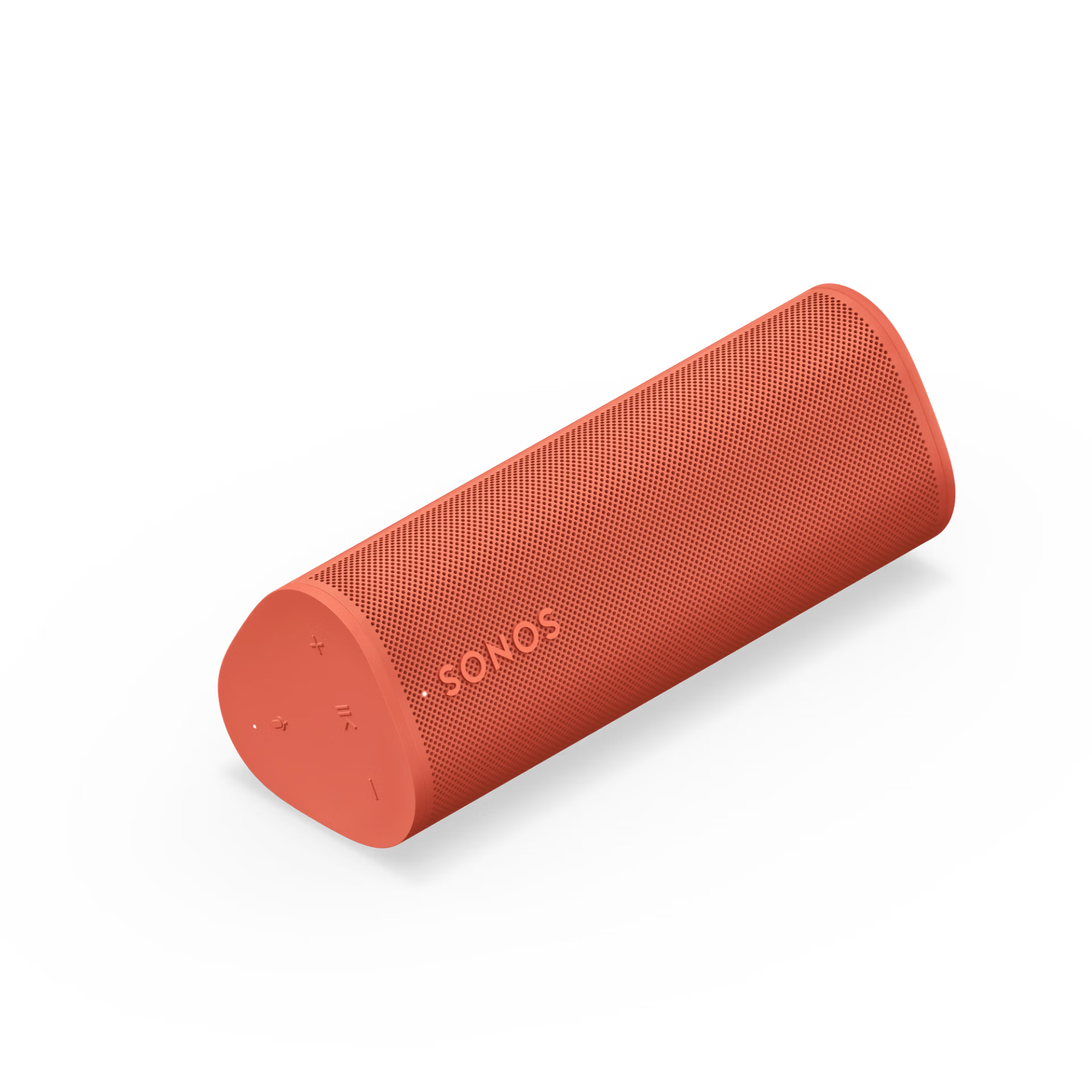 Top-down view of Sonos Roam 2 Red showing touch control buttons and power key