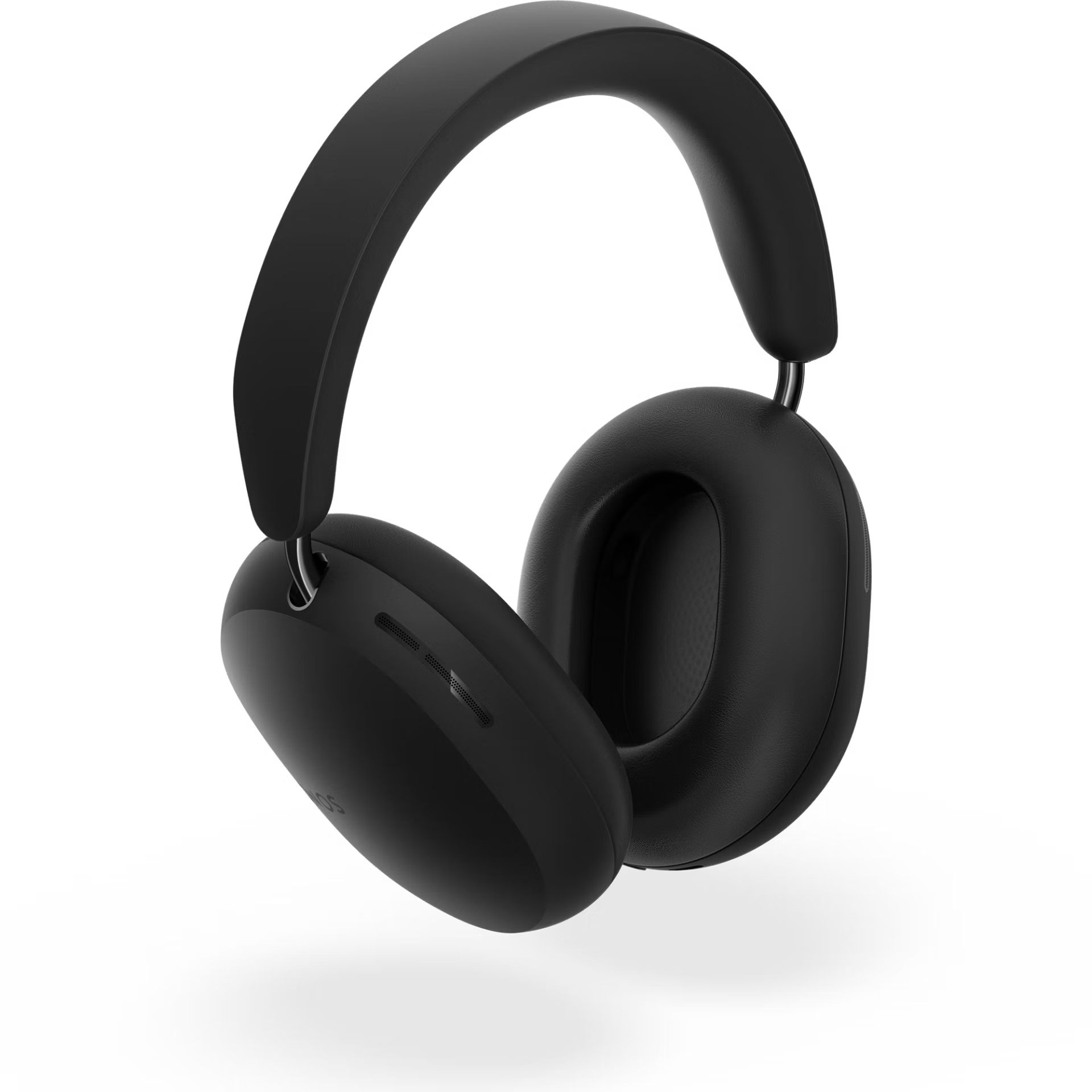 Sonos Ace black headphones side profile showing sleek steel headband and matte black finis