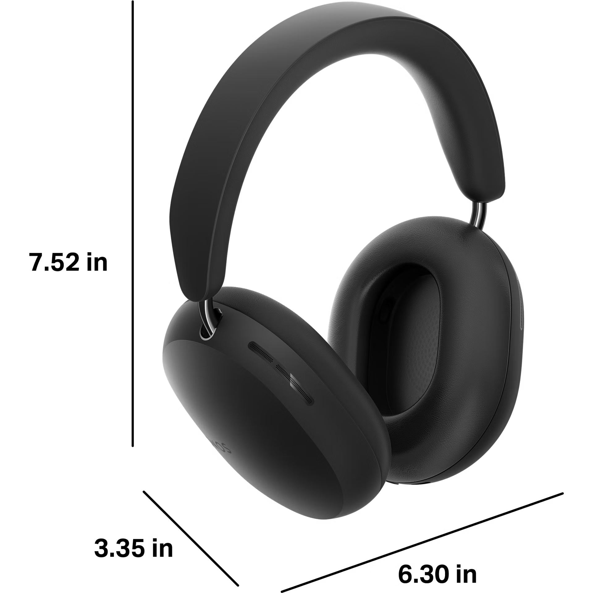 Sonos Ace black wireless headphones three-quarter view highlighting bold matte black premium design