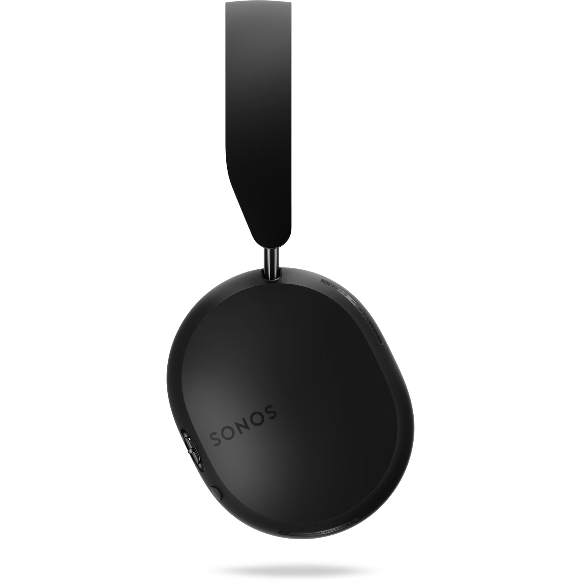 Close-up of Sonos Ace black memory foam ear cushion with soft black leatherette padding detail